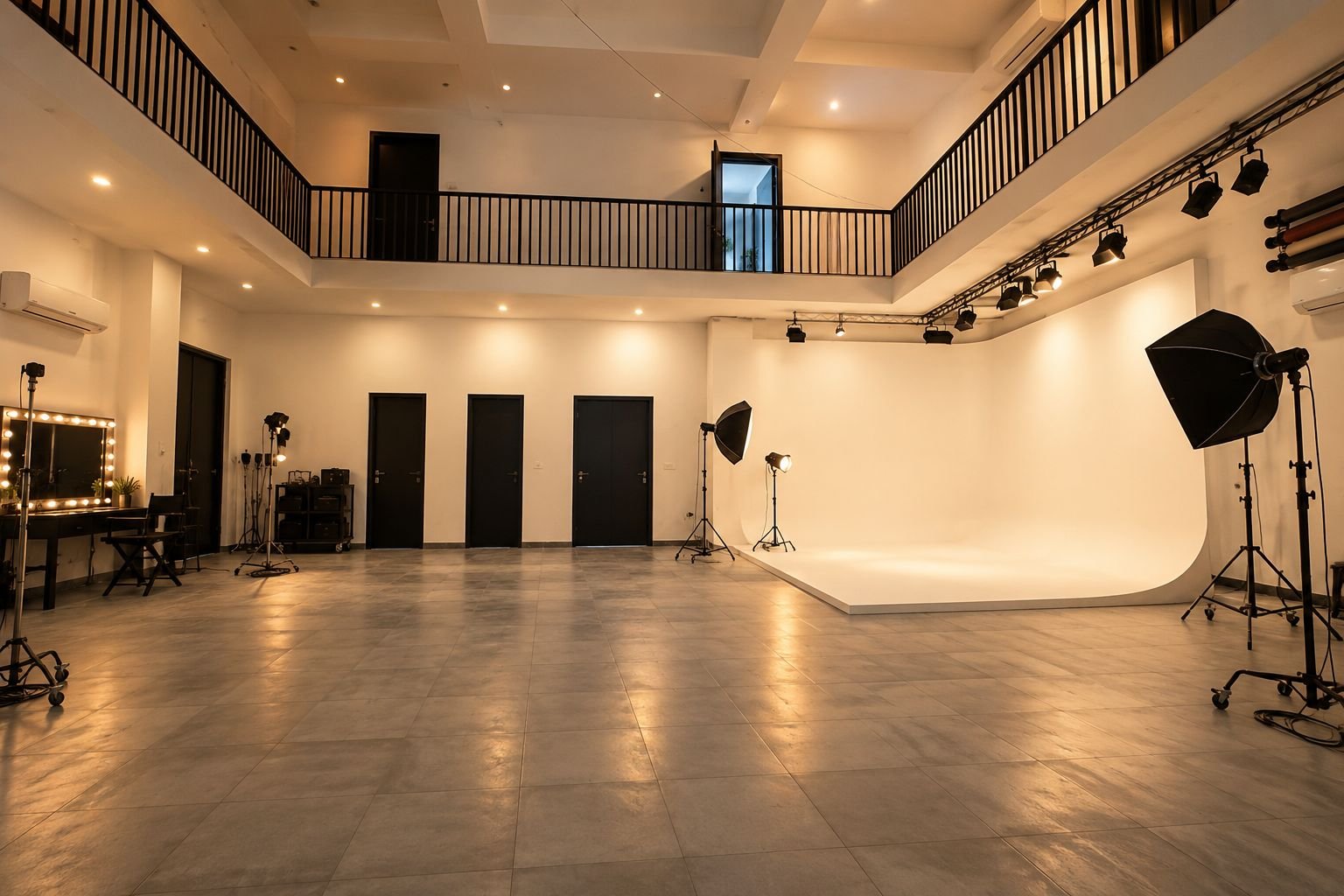 Studio floor · cyc wall